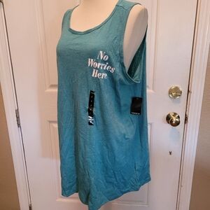 New Torrid Tank Top No Worries Size 2 2X Blue Gym Athletic Tank Top Classic Fit